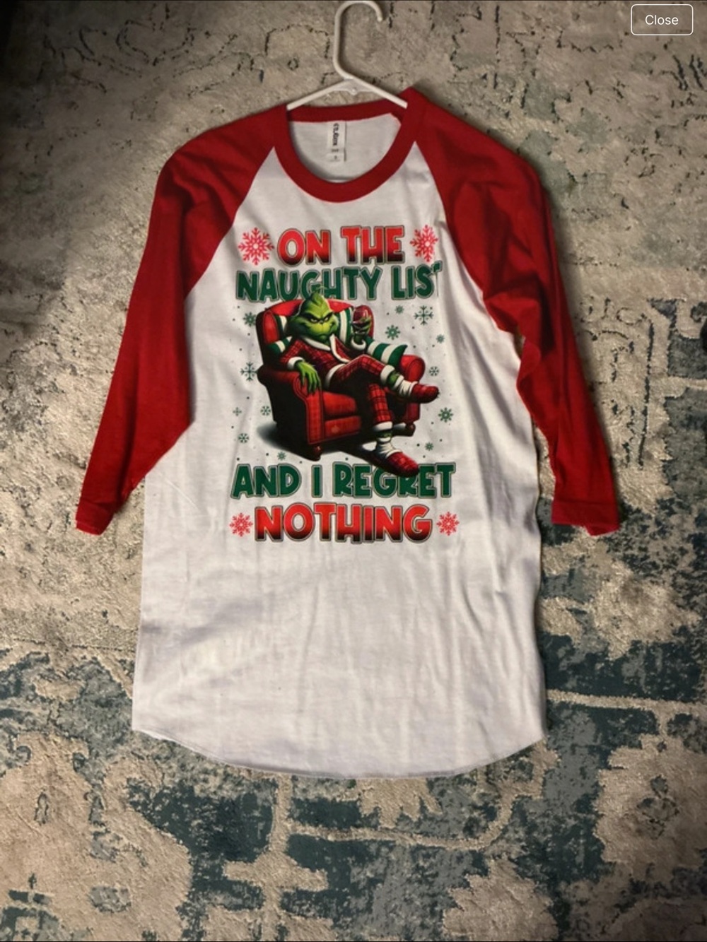 Red & White Grinch 'On the Naughty List' Raglan Long Sleeve Tee